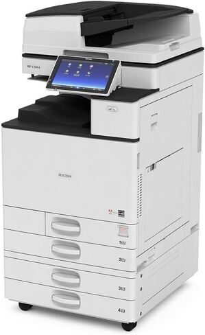 ناسخة ليزر ملونة متعددة الوظائف مجددة Ricoh Aficio MP C6004 Tabloid/Ledger - 60 صفحة في الدقيقة، نسخ، طباعة، مسح ضوئي، شبكة، دوبلكس تلقائي، 4 أدراج (متجددة) in Kuwait