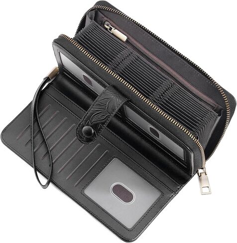 SENDEFN Women's Credit Card Holder RFID Blocking Zip Around Leather Wallet Large Capacity Long Purse with Wristlet in Saudi Arabia