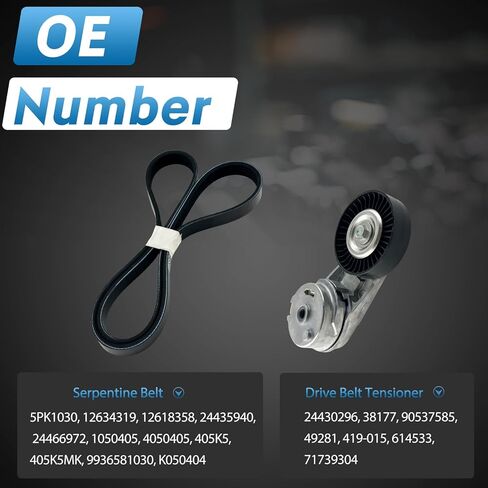 Drive Belt Tensioner Kit Compatible with Chevy Cobalt Equinox Orlando HHR Classic,Saturn Ion L100 L200 L300 LS LS1 LW1 LW200,Buick Regal Verano Replaces:24430296 38177 5PK1030 in Saudi Arabia