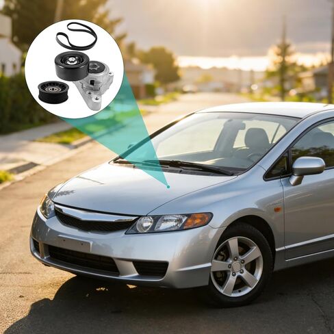 مجموعة محرك سير السربنتين AULINK 31170RAAA01 مع شداد (2.0L 2.4L) لسيارة Honda Accord 2003-2007، Civic 2006-2015، CR-V 2002-2014، Element 2003-2011، لـ Acura TSX 2004-2006، CSX 2006-2011، آر دي إكس، إيلكس in Kuwait