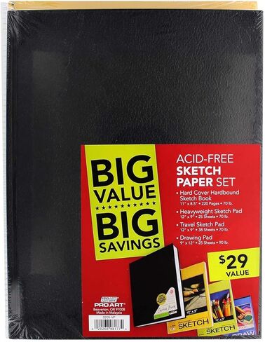 Pro Art Paper Value Pack for Drawing and Sketching - Wirebound Sketch Pad, Drawing Book, Mixed Media Sketchbook, Art Books, Sketch Book for Artists in Kuwait