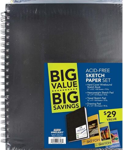 Pro Art Paper Value Pack for Drawing and Sketching - Wirebound Sketch Pad, Drawing Book, Mixed Media Sketchbook, Art Books, Sketch Book for Artists in Kuwait