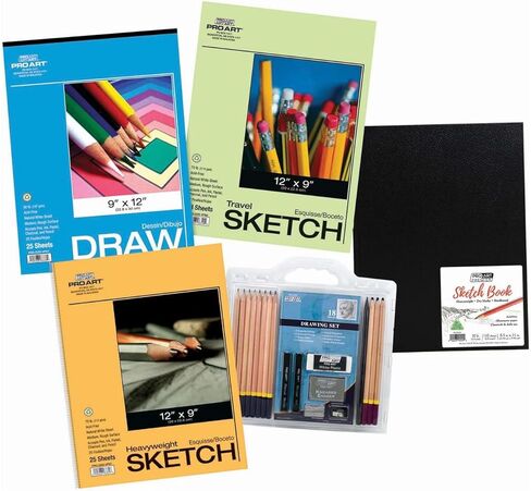 Pro Art Paper Value Pack for Drawing and Sketching - Wirebound Sketch Pad, Drawing Book, Mixed Media Sketchbook, Art Books, Sketch Book for Artists in Kuwait