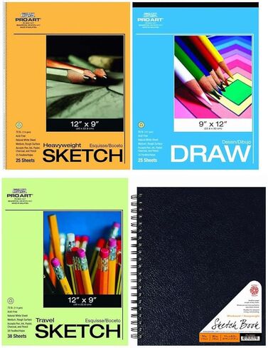 Pro Art Paper Value Pack for Drawing and Sketching - Wirebound Sketch Pad, Drawing Book, Mixed Media Sketchbook, Art Books, Sketch Book for Artists in Kuwait
