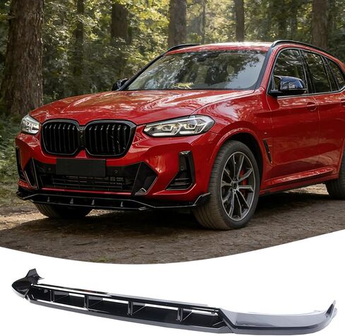 STSEV01 ممتص الصدمات الأمامي للشفاه مناسب لسيارة BMW X3 G45 2025 2026 M50 (M Sport فقط)، 4 قطع طقم جسم الذقن لسد الهواء ملحقات الشفاه السفلية باللون الأسود اللامع in Kuwait