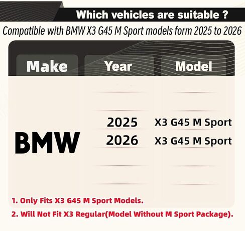 STSEV01 ممتص الصدمات الأمامي للشفاه مناسب لسيارة BMW X3 G45 2025 2026 M50 (M Sport فقط)، 4 قطع طقم جسم الذقن لسد الهواء ملحقات الشفاه السفلية باللون الأسود اللامع in Kuwait