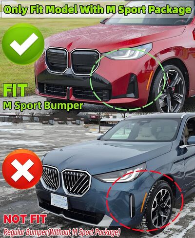 STSEV01 ممتص الصدمات الأمامي للشفاه مناسب لسيارة BMW X3 G45 2025 2026 M50 (M Sport فقط)، 4 قطع طقم جسم الذقن لسد الهواء ملحقات الشفاه السفلية باللون الأسود اللامع in Kuwait