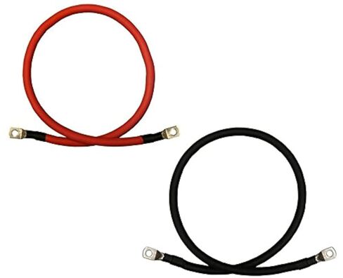 4 AWG Gauge Red + Black Pure Copper Battery Inverter Cables Solar, RV, Car, Boat 3 feet 3/8 + 5/16 in Lugs in Kuwait