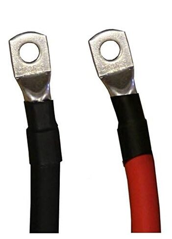4 AWG Gauge Red + Black Pure Copper Battery Inverter Cables Solar, RV, Car, Boat 3 feet 3/8 + 5/16 in Lugs in Kuwait