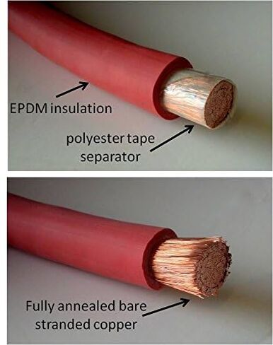 4 AWG Gauge Red + Black Pure Copper Battery Inverter Cables Solar, RV, Car, Boat 3 feet 3/8 + 5/16 in Lugs in Kuwait