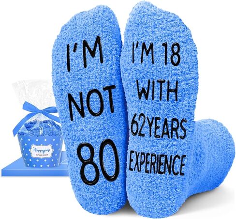 HAPPYPOP 80th Years Old Birthday Gifts - Gifts for Elderly in Their 80s, Gift Ideas for 80 Year Old Man Woman, 80th Birthday Socks for Men Women in Saudi Arabia
