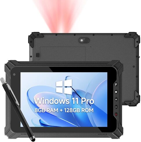 Rugged Tablet with Barcode Scanner I87J, 8 inch Windows 11 Pro w/Honeywell N4680 Scan Engine, 1D/2D QR Inventory Scanner, 8GB+128GB Industrial Tablet for ERP WMS, Warehouse, Retail, IP65 in Saudi Arabia