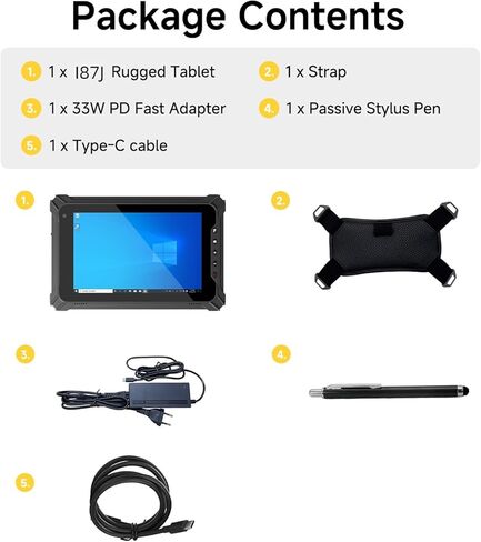 Rugged Tablet with Barcode Scanner I87J, 8 inch Windows 11 Pro w/Honeywell N4680 Scan Engine, 1D/2D QR Inventory Scanner, 8GB+128GB Industrial Tablet for ERP WMS, Warehouse, Retail, IP65 in Saudi Arabia