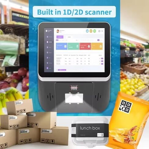 8 Inch Android Price Checker Barcode Scanner POS, 1D/2D Reader, HD Touch Screen, WiFi, RJ45 LAN Supported, Small Android Kiosk for Ordering, Supports Loyverse, Salesplay, Shopify APPS in Saudi Arabia