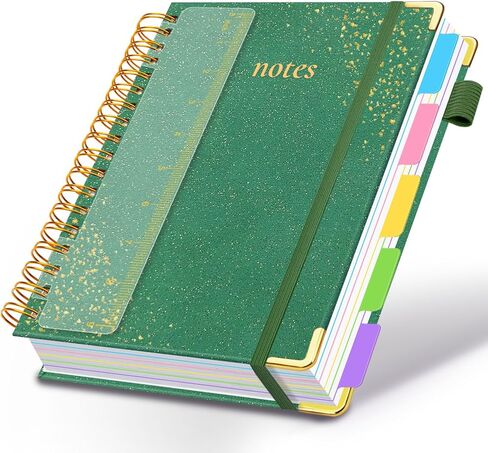 Hardcover Spiral Notebook with Removable Dividers & Tabs, 8"x10" 5 Subject Notebooks for Work, 300 Pages College Ruled Notebook, B5 Sparkle Lined Journal for Women Girls Note-Taking (Rose Red) in Saudi Arabia