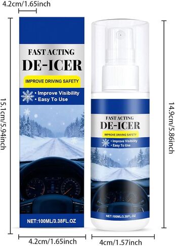 Windshield Deicer Spray - Vehicle Glass Deicing Agent,Automotive Window Deicer,for Drivers Trucks RVs SUVs Sedans Adventure Seekers Cold Weather Travelers Daily Commute Road Trips Long Drive in Kuwait
