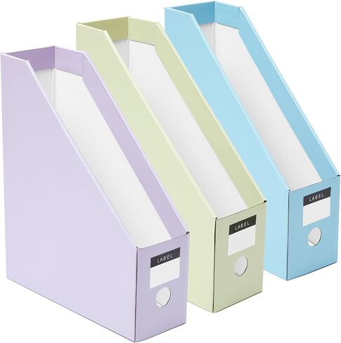 Y YOMA 12 Pack Cardboard Magazine File Holder Collapsible Magazine Holder with Labels Colored Magazine Storage Box for Desktop Shelves Document Storage Box, Pastel Design in Saudi Arabia