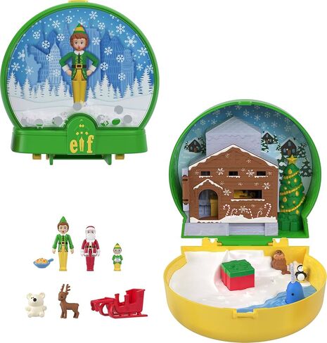 مجموعة اللعب الصغيرة Polly Pocket x Elf Collaboration Compact والدمى الصغيرة وموضوع العطلة، و6 ملحقات ذات طابع خاص، ومجسمات الأصدقاء وسانتا وبابا إلف in Kuwait