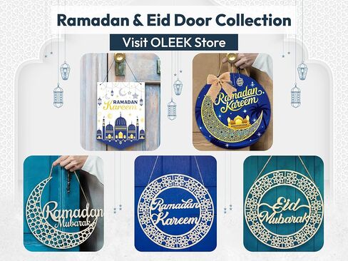 OLEEK إكليل باب رمضان (12 بوصة) علامة رمضان مبارك - ديكورات رمضان للمنزل 2026 - إكليل رمضان - هدايا رمضان للأطفال - ديكور باب رمضان - ديكور رمضان - لافتة باب رمضان مبارك in Saudi Arabia