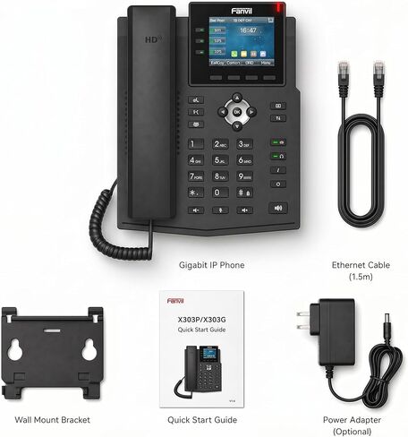 هاتف Fanvil X3U Pro Entry Level Gigabit IP Phone، شاشة ملونة 2.8 بوصة، 6 خطوط SIP، صوت عالي الدقة، ثنائي جيجابت PoE، سماعة EHS تدعم هاتف VoIP للمكاتب الصغيرة in Kuwait