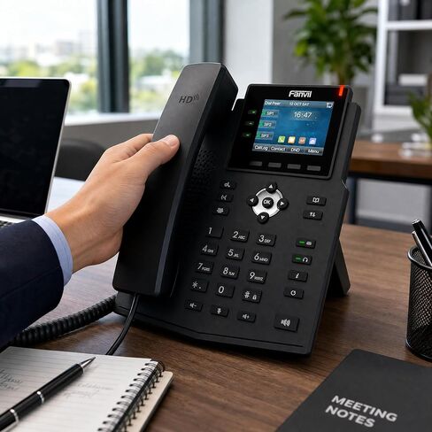 هاتف Fanvil X3U Pro Entry Level Gigabit IP Phone، شاشة ملونة 2.8 بوصة، 6 خطوط SIP، صوت عالي الدقة، ثنائي جيجابت PoE، سماعة EHS تدعم هاتف VoIP للمكاتب الصغيرة in Kuwait