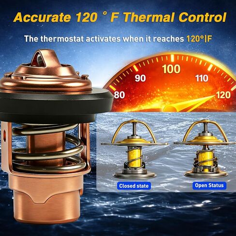 Thermostat Kit 120°F for Mercury Mariner 6 8 9.9 15 20 25 HP 2 Cycle Outboards Sierra 18-3549, Replace 14586A3 in Kuwait
