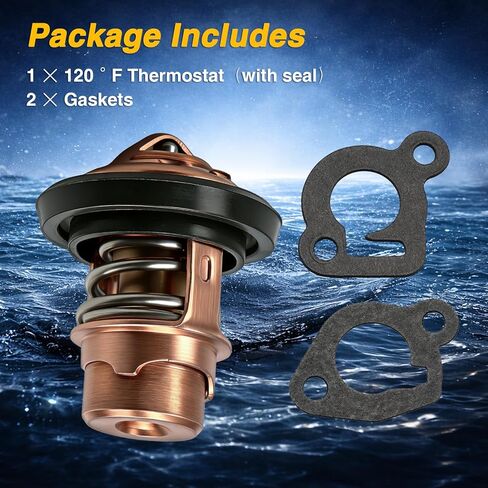 Thermostat Kit 120°F for Mercury Mariner 6 8 9.9 15 20 25 HP 2 Cycle Outboards Sierra 18-3549, Replace 14586A3 in Kuwait