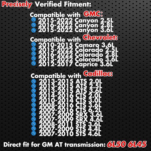 6L45 6L50 Transmission Filter Rubber-Coated Steel Gasket Kit 24236933 Compatible with Camaro,Colorado,Canyon,ATS,CTS,SRX, Stop Hard Shifts & Shudder, Felt Filtration Media in Saudi Arabia