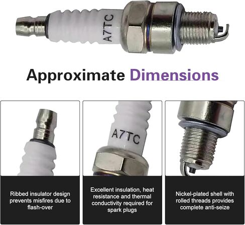 4 قطع A7TC Spark Plug، غطاء توصيل الإشعال للدراجات النارية، متوافق مع GY6 50 cc 90 cc 110cc 125 cc 150cc ATVs Quad 4 Wheeler Pit Bike Dune Buggy TaoTao Buyang in Kuwait