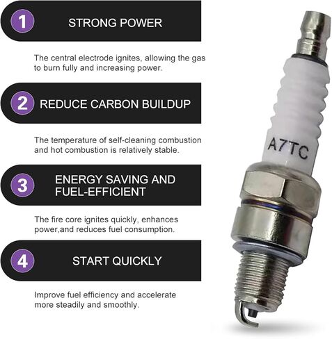 4 قطع A7TC Spark Plug، غطاء توصيل الإشعال للدراجات النارية، متوافق مع GY6 50 cc 90 cc 110cc 125 cc 150cc ATVs Quad 4 Wheeler Pit Bike Dune Buggy TaoTao Buyang in Kuwait