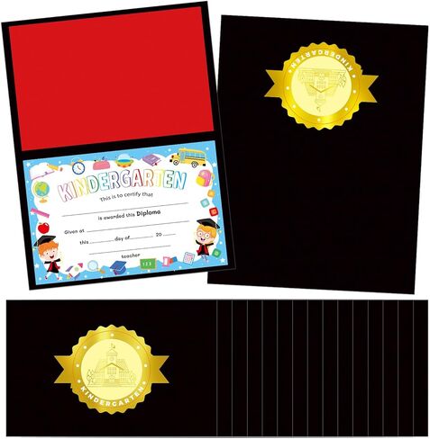 25 Pack Kindergarten Diplomas Certificates 2026 Kindergarten Graduation Diplomas Award Certificates for Teachers Grad Supplies (Black) in Kuwait