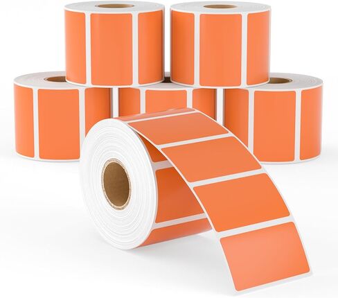 2.25" x 1.25" Direct Thermal Labels,Address Labels，Permanent Adhesive，Orange Self-Adhesive Barcode Label Paper Compatible with Direct Thermal Printers for Business Use，(6 Rolls, 1000 Labels/Roll) in Saudi Arabia