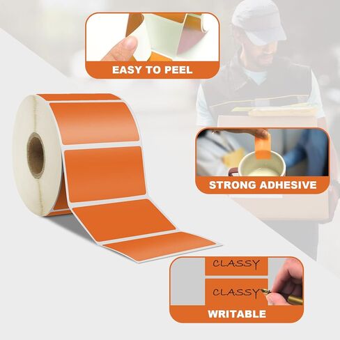 2.25" x 1.25" Direct Thermal Labels,Address Labels，Permanent Adhesive，Orange Self-Adhesive Barcode Label Paper Compatible with Direct Thermal Printers for Business Use，(6 Rolls, 1000 Labels/Roll) in Saudi Arabia