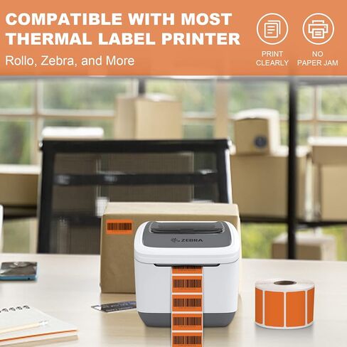 2.25" x 1.25" Direct Thermal Labels,Address Labels，Permanent Adhesive，Orange Self-Adhesive Barcode Label Paper Compatible with Direct Thermal Printers for Business Use，(6 Rolls, 1000 Labels/Roll) in Saudi Arabia
