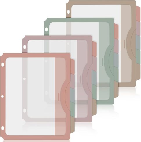 20 Counts Binder Dividers with 20 Pockets, 5 Tab Dividers for 3 Ring Binder Organizer US Letter Size 9.5 x 11.4 Inch for Office and Home Organization Back to School, Pastel Color, 4 Sets in Kuwait