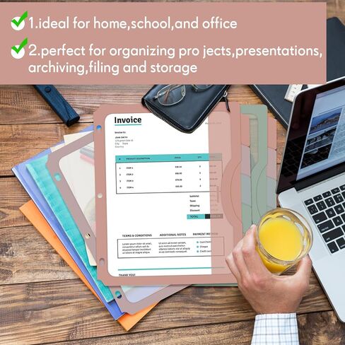 20 Counts Binder Dividers with 20 Pockets, 5 Tab Dividers for 3 Ring Binder Organizer US Letter Size 9.5 x 11.4 Inch for Office and Home Organization Back to School, Pastel Color, 4 Sets in Kuwait