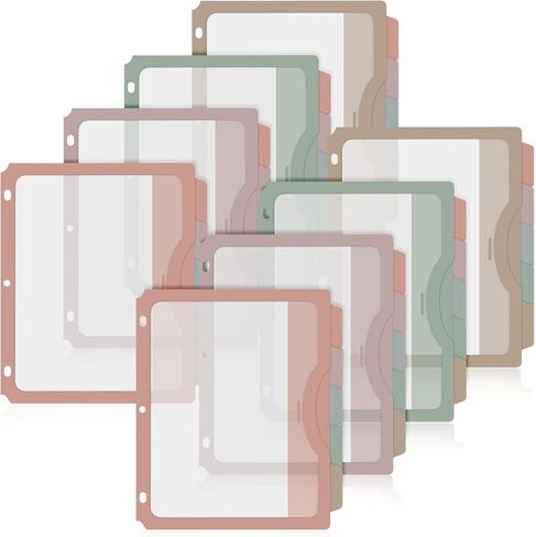 20 Counts Binder Dividers with 20 Pockets, 5 Tab Dividers for 3 Ring Binder Organizer US Letter Size 9.5 x 11.4 Inch for Office and Home Organization Back to School, Pastel Color, 4 Sets in Kuwait