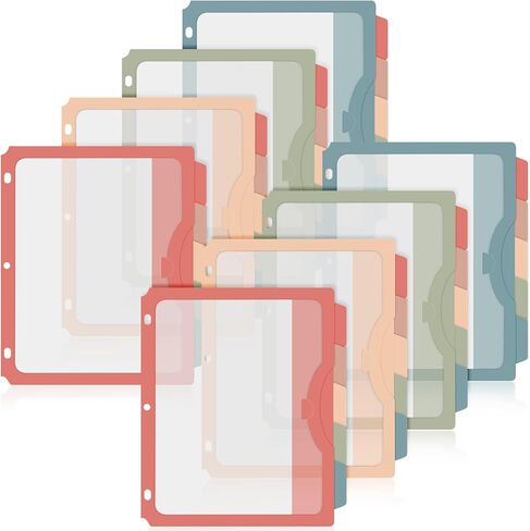 20 Counts Binder Dividers with 20 Pockets, 5 Tab Dividers for 3 Ring Binder Organizer US Letter Size 9.5 x 11.4 Inch for Office and Home Organization Back to School, Pastel Color, 4 Sets in Kuwait