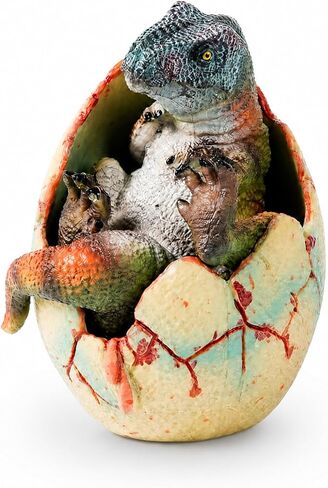 Liyoakyo® Realistic Dinosaur Egg Toy – Hatchling Emerging from Shell, Detachable Eggshell Dino Figurine, Jurassic-Era Dinosaur Toy for Kids, Desk Decor & Gift for Dino Lovers (T-Rex) in Saudi Arabia