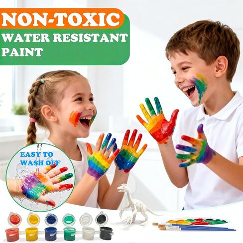 JR PARK Kids Arts Crafts Set Dinosaur Toy Painting Kit - 6 Dinosaur Figurines, Decorate Your Dinosaurs, Create a Dino World Painting Toys Gifts for 5, 6, 7, 8 Year Old Boys Kids Girls Toddlers in Saudi Arabia