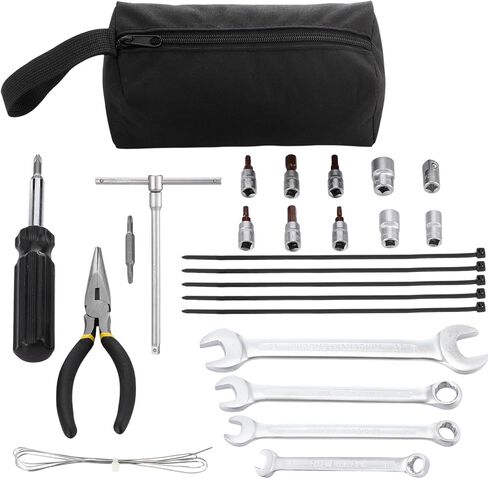 25 Pcs Motocross Tool Kit for Japanese Motorcycles Include Combination Wrench, Hexagonal Bit, Bits, Sleeve, Screwdriver, Drive T-handle Driver, Drive Adapter, Needle-nose Pliers, Cable Ties in Kuwait