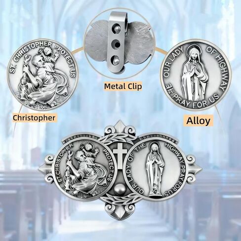 St Christopher Medal for Car Saint Christopher Car Visor Clips Bless Driving Safety Gift in Saudi Arabia