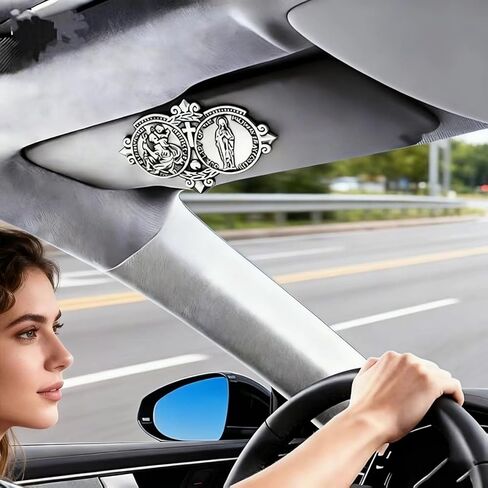 St Christopher Medal for Car Saint Christopher Car Visor Clips Bless Driving Safety Gift in Saudi Arabia