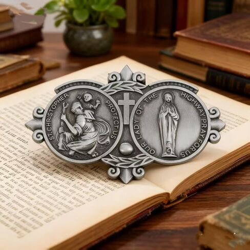 St Christopher Medal for Car Saint Christopher Car Visor Clips Bless Driving Safety Gift in Saudi Arabia