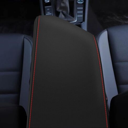 أغطية وحدة التحكم AOMSAZTO لأغطية مسند الذراع Vw Jetta لعام 2019-2025 لسيارة Vw Jetta باللون الأسود مع غرز حمراء in Kuwait