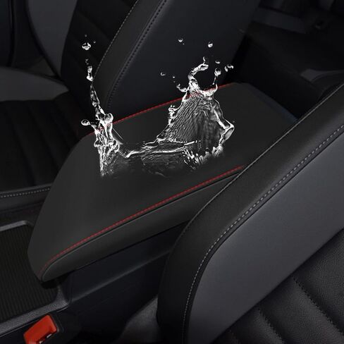 أغطية وحدة التحكم AOMSAZTO لأغطية مسند الذراع Vw Jetta لعام 2019-2025 لسيارة Vw Jetta باللون الأسود مع غرز حمراء in Kuwait