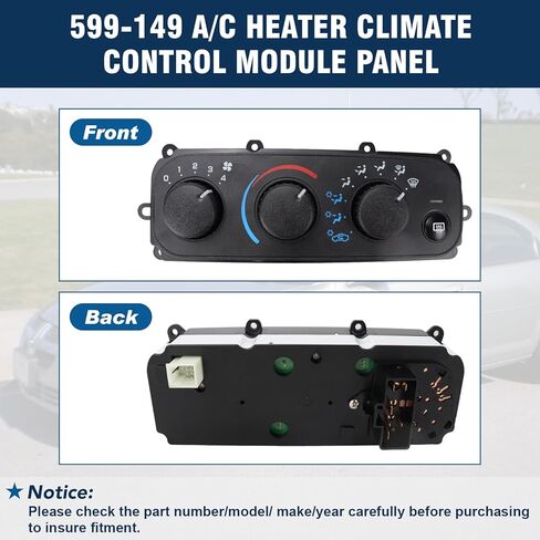 599-149 HVAC وحدة التحكم في المناخ، مفتاح لوحة التحكم في سخان التيار المتردد متوافق مع كرايسلر سيبرينغ دودج ستراتوس 2001-2006 يستبدل 4596277AA 4596277AB مناسب بدون نموذج التحكم التلقائي في درجة الحرارة فقط in Kuwait