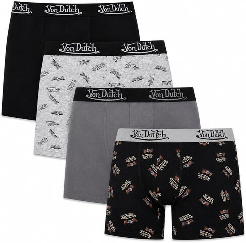 Von Dutch Mens Boxer Briefs - 4 Pack Soft Cotton Stretch Moisture Wicking Tag Free Mens Underwear Boxer Briefs (Sizes: S-XL) in Saudi Arabia