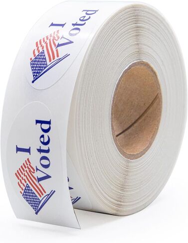 I Voted American Flag Oval Stickers - 500 Stickers/Roll, 1.375", Garment Safe Adhesive | Hand Out to Voters | LabelValue Brand in Saudi Arabia