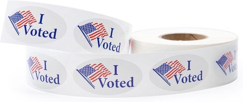 I Voted American Flag Oval Stickers - 500 Stickers/Roll, 1.375", Garment Safe Adhesive | Hand Out to Voters | LabelValue Brand in Saudi Arabia